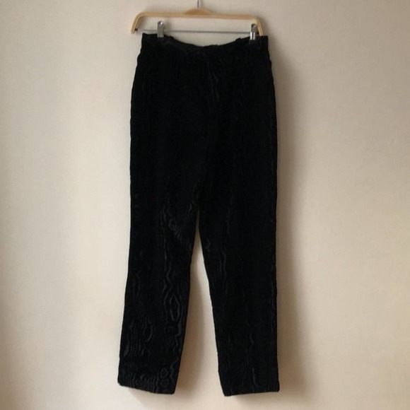 Le Chateau Vintage Devoré Velvet Burnout Wood Grain Pattern Black Pants - 11 - Picture 4 of 10